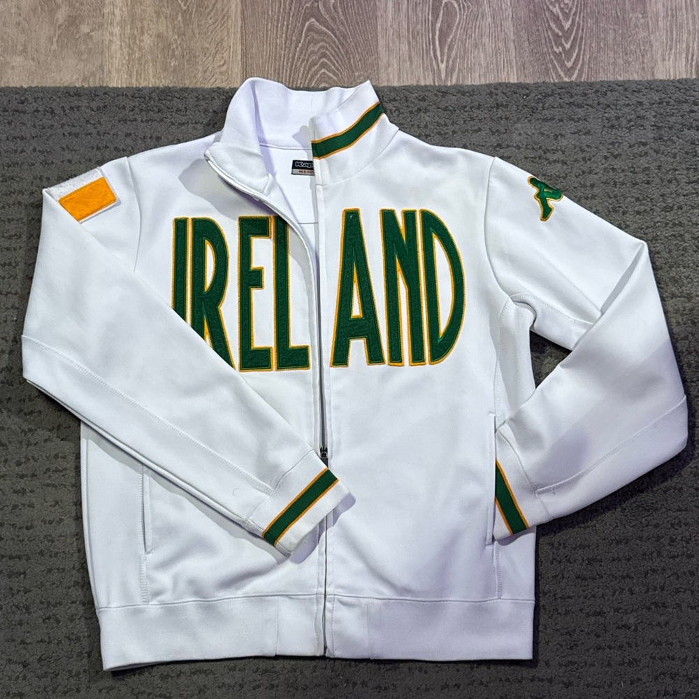 White Irelands Men Soccer Kappa Track Jacket Vintage